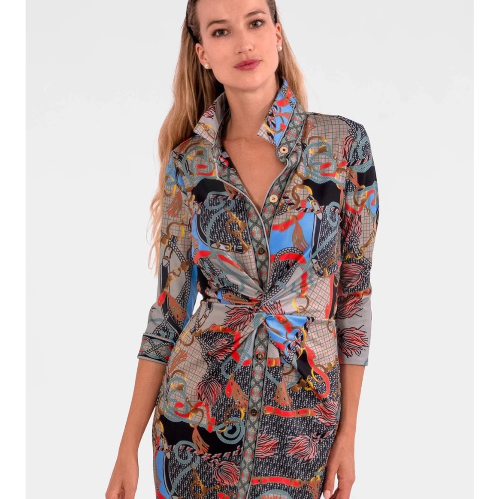 Gretchen Scott Designs Multicolor Long Sleeve Dress